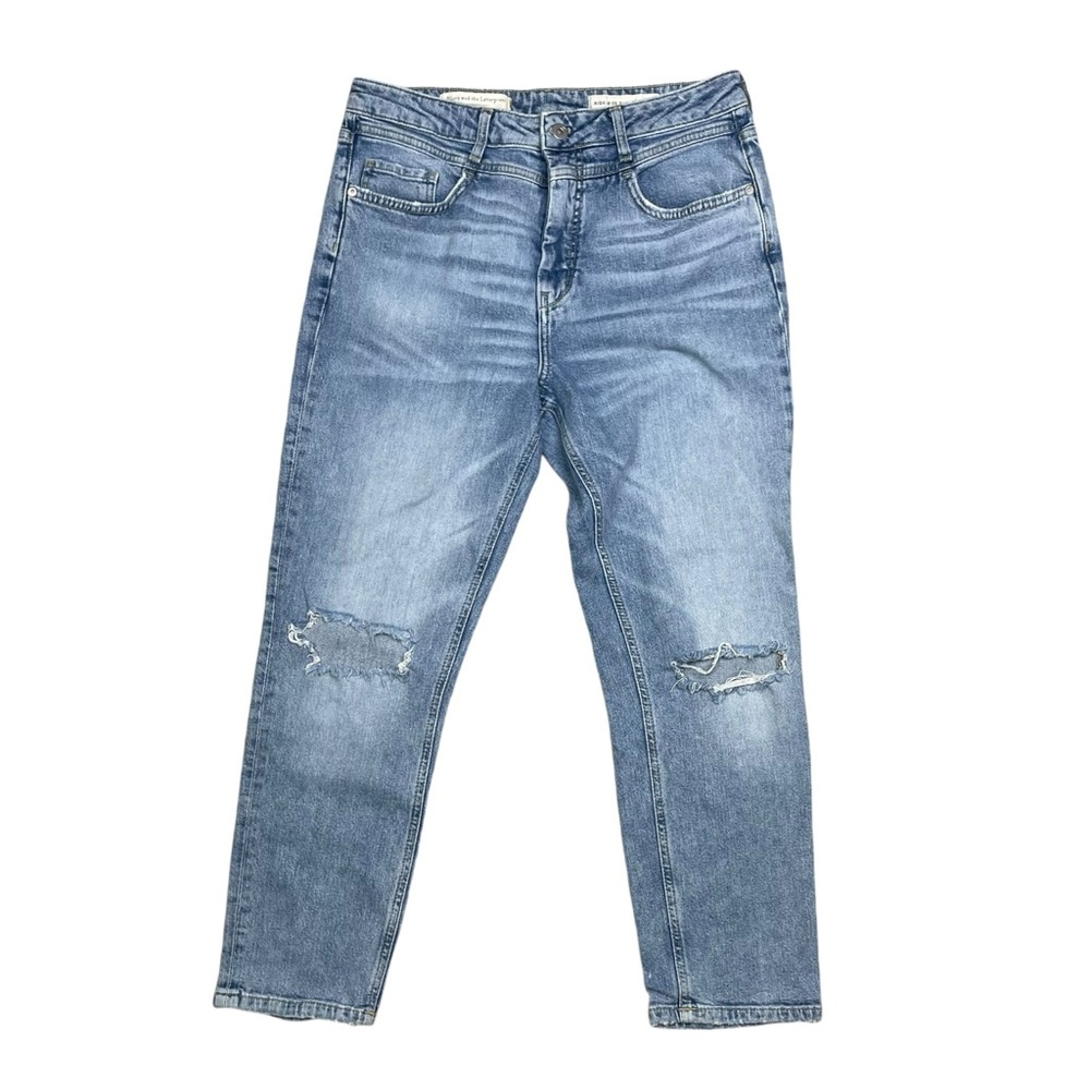 Pilcro and the Letterpress Jeans 31 Distressed Slim High Rise Light Blue Wash